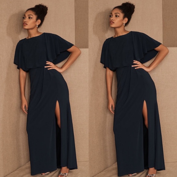 BHLDN Dresses & Skirts - BHLDN Navy Lena Flutter Sleeve Dress